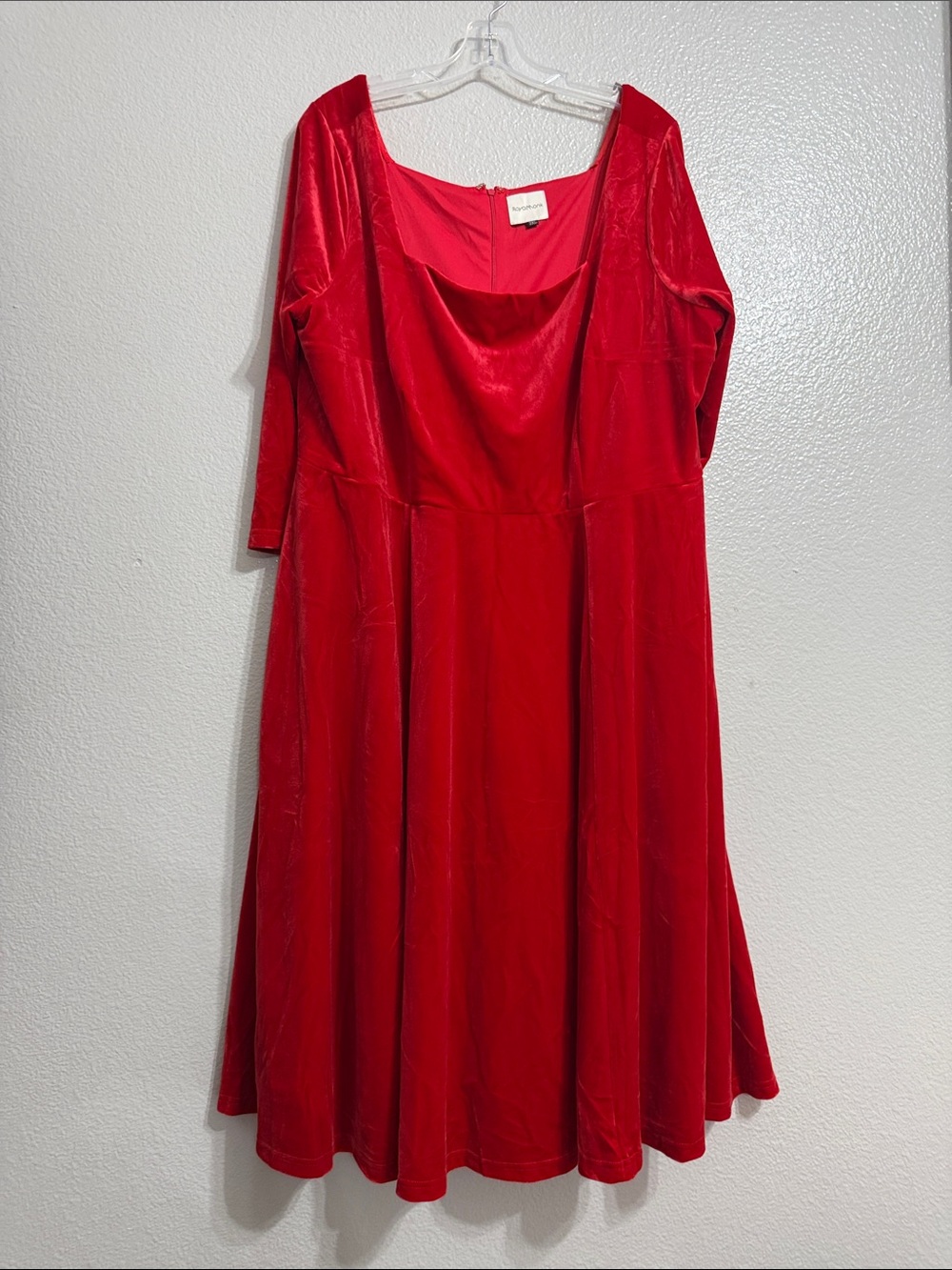 Red Velvet Fit & Flare Dress - Women Plus 3x
